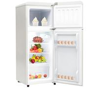 Frigorífico retro: Combinación frigorífico-congelador de dos puertas con 92 litros de volumen total, estantes de cristal, luz LED y un consumo de ahorro energético de 181 kWh/año,White