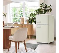 Frigorífico Retro, Combinación Frigorífico-Congelador, Frigorífico De Dos Puertas Superior E Inferior, 72 L De Capacidad Total, Con Congelador De 21 L, 120 Kwh/Año, Iluminación LED,White