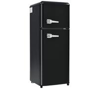 Frigorífico Retro Combinado Frigorífico-Congelador, 105,5 Cm, Volumen Total 92 Litros, Volumen Del Congelador 28 L, 116 Kwh/Año, Iluminación Interior LED, Mini Frigorífico,Black