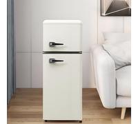 Frigorífico Retro Con Congelador,Combinación De Frigorífico-Congelador 92L,Refrigeración: 64L,Congelación: 28L,3 Estantes,116 Kwh/Año,LED,Cajón Para Verduras,Estantes En Puerta,White