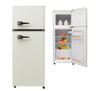 Frigorífico retro con congelador Frigorífico retro con capacidad útil de 92L, congelador de 28L, iluminación LED -27°C a +13°C 105x41x45cm,White