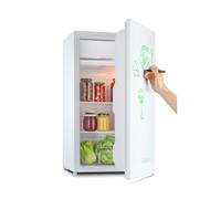 Klarstein Spitzbergen - Frigorífico, clase de eficiencia energética E, compartimento congelador, diseño ZestfulART: Puerta escribible con marcador, 2 compartimentos en la puerta, Negro