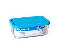 Frigoverre - Fiambrera rectangular de cristal con tapa de plástico, contenedor para alimentos de vidrio, 140 cl, 21 x 13 x 8 cm