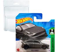 Friki Monkey Hot Wheels Tesla Model Y HW Green Speed 1/10 (37/250) HKK20 Short Card Mattel 2023 + Blister & Card Protector Pack