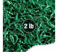 FRILLZ Relleno de papel arrugado para cestas, regalos, embalaje y protección de tu cumpleaños, bodas, aniversario, día de San Valentín y otros regalos (2 libras, verde pino)