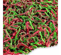 FRILLZ Relleno de papel arrugado para cestas, regalos, embalaje y protección de tu Navidad, vacaciones y otros eventos (2 libras, rojo y verde lima)