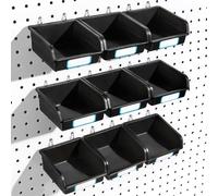 FRIMOONY Contenedores de tablero perforado con ganchos y etiquetas, para organizar accesorios, 10 paquetes, color negro