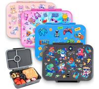 Fringoo - Bento Box - Lonchera a prueba de fugas, capacidad de 800 ml, 5 compartimentos, divisor ajustable, sin BPA, diseño gris Cool Dude