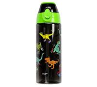 Fringoo - Botella de agua resistente y práctica para niños con pajita, sin BPA, botella de viaje o botella de agua deportiva para niños - 600 ml - patinadores de dinosaurios