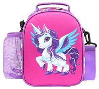 Fringoo Lonchera mágica de unicornio, bolsa de almuerzo con aislamiento térmico, gran regalo para los amantes de los unicornios, botella a juego disponible