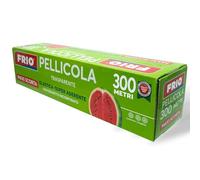 FRIO - 1 rollo de película para alimentos de 300 m - Superadherente - Estuche profesional con sierra - Elástico y autosellante para conservación y envoltura - Ideal para recipientes y bandejas de