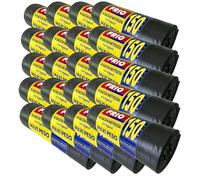 FRIO - 200 bolsas de basura negras grandes, 150 litros, sacos para residuos comunitarios formato ahorro para cubo de reciclaje, con asas de cierre; bolsas de basura 80x120 cm, multicapa, resistentes