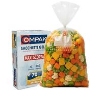 FRIO 70 bolsas de congelación grandes 29x42 cm | Pack ahorro para alimentos, congelador y cocina | Bolsas con cierre y etiqueta para fecha y contenido | Resistentes y duraderas, gran capacidad