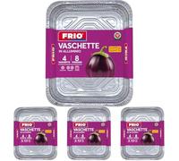 FRIO Bandejas de aluminio de 12 piezas rectangulares 8 porciones 32 x 26,5 x 5,5 cm - bandejas ideales para catering, asadores y aperitivos, horno y congelador, perfectas para la conservación y