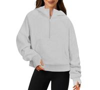 Friptspyg Sudadera con Capucha para Mujer de Terciopelo Manga Larga Suéter de Invierno con Bolsillo, Gris Claro XS