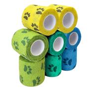 FriPuP Vendaje autoadhesivo para perros amargos, no masticables, vendaje autoadhesivo para heridas, patas, patas, cola, vendaje no tejido para animales, gatos, caballos, pájaros (2 pulgadas, 8 rollos,