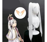 FrIREN Peluca de cosplay Anime Sousou No se congela en el funeral Peluca sintética de fibra de cosplay + orejas de elfo de regalo