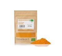 FRISAFRAN | Cúrcuma en Polvo BIO 200g | Digestivo | Ayuda al rejuvenecimiento | Curcuma pura | especia sin aditivos | Suplemento | En Polvo | Cúrcuma-molida | Origen India
