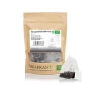 FRISAFRAN | Té Negro Earl Grey Ecológico en Pirámides 30Uds | 60g | Antiséptico | Hojas de Té Negro | Energizante | Te negro bolsitas | Té Fresco y Floral | Earl grey | Te earl grey | te earl grey