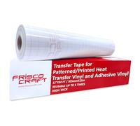 Frisco Craft Cinta de transferencia para vinilo térmico, cinta de transferencia transparente para impresión y estampado, vinilo adhesivo para interiores y exteriores, reutilizable hasta 5 veces, alta
