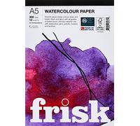 Frisk Bloc de papel para acuarela, 300 g/m², prensado en caliente/liso, 12 hojas, A5, color blanco