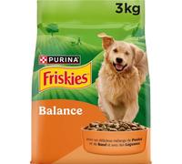 FRISKIES - Balanza croquetas para Perro y Pollo (3 kg) | Croquetas Perro Sabor Pollo, Ternera, Verduras - Apoyo a las defensas naturales y pelo brillante - Alimentación para perros