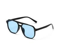 frissin Gafas de sol cuadradas retro, unisex, elegantes, con montura grande, gafas de sol con montura negra, Blue