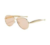 frissin Gafas de sol piloto para mujer y hombre, protección UV400, doble puente, marco de metal dorado, patillas con formas de pez, lujosas gafas de sol para mujer, gafas de sol con personalidad, al