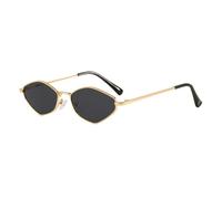 frissin Gafas de sol poligonales pequeñas para mujer y hombre, protección UV400, marco de metal dorado/plateado/negro, lentes sólidos/degradados, lentes de sol de lujo para mujer, gafas de sol con