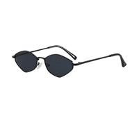 frissin Gafas de sol poligonales pequeñas para mujer y hombre, protección UV400, marco de metal dorado/plateado/negro, lentes sólidos/degradados, lentes de sol de lujo para mujer, gafas de sol con