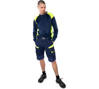 Fristads Pantalón corto elástico 2562 STFP Azul marino/Amarillo de protección de advertencia C48