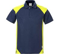Fristads Workwear 122407 Hombres Poloshirt, Azul marino - Amarillo de alta visibilidad, L