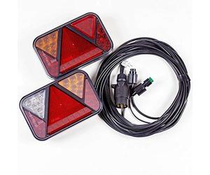 FRISTOM FT-270 Kit de Luces Traseras LED Siete Funciones para Remolque Lámparas Homologadas con Arnés Eléctrico MANTES de 5m Enchufe 7 Pines Bayoneta 12V