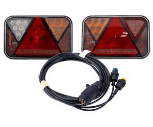 FRISTOM FT-270 Kit de Luces Traseras LED Siete Funciones para Remolque Lámparas Homologadas con Arnés Eléctrico MANTES de 4m Enchufe 7 Pines Bayoneta 12V