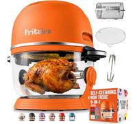 Fritaire - Freidora aire de vidrio Autolimpiable con capacidad 4,8 L y sistema de calentamiento por convección Vortex Whirlwind (Naranja)