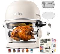 Fritaire - Freidora aire de vidrio Autolimpiable con capacidad 4,8 L y sistema de calentamiento por convección Vortex Whirlwind (Blanco)