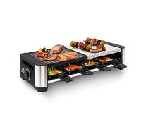 FRITEL RSG 3280 Raclette Stone Grill - 2 en 1 - Parrilla de piedra y función raclette - Placa de parrilla reversible - 8 sartenes y espátulas - 2 a 8 personas