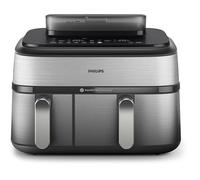 Freidora de aire Philips NA555/00 9L Doble Cubeta Rapid Air 12 Programas Pantalla LED Plata