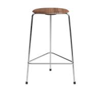 Fritz Hansen Taburete Alto Dot Alt. 65 3 Patas Cromo/ Nuez