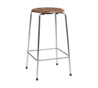 Fritz Hansen Taburete Alto Dot Alt. 65 4 Patas Cromo/ Chapa de Nogal