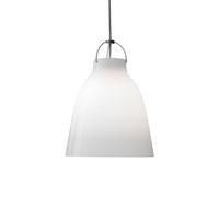 Fritz Hansen Lámpara colgante Caravaggio 2 Vidrio opal blanco-cable textil gris