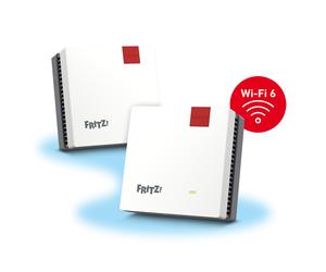 FRITZ!Mesh Set 1600, paquete de 2 unidades 2 unidades de FRITZ!Repeater 1200 AX, WiFi 6 de doble banda con una velocidad de hasta 3.000 Mbit/s