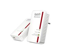 FRITZ!Powerline 1240E WLAN Set International - Adaptador/extensor de red por línea eléctrica, PLC, 1200 Mbps, base WiFi AC integrada, Mesh, 1 puerto Gigabit, interfaz en Español