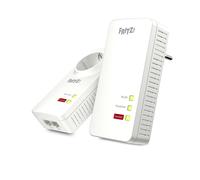 FRITZ! Powerline 1260 WLAN Set 2x adaptador (1260 + 1220), conexión estable a través de la línea eléctrica, hasta 1.200 MBit/s