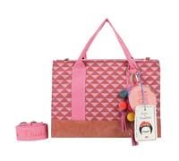Fritzi x Frida Kahlo Tote Bag Limited Canvas Geo Shopper bolso shopper mujer bolso hombro bolso mano bolso diario trabajo universidad festival cremallera canvas 29.5 x 40 x 14 cm, Rosa