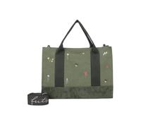 Fritzi Canvas Tote Bag Limited Embro Bloom Bolso Tote Mujer Grande de Lona Shopper Bolso de Hombro Bordado Floral con Cremallera para Uso Diario Trabajo Compras Viajes 17 L Verde