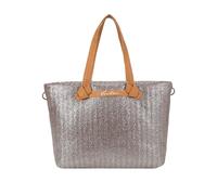 Fritzi Cloud Shopper Big Limited Painted Straw Nut bolso mujer shopper XXL bolso hombro efecto rafia bolso verano bolso playa bolso festival bolso grande ligero 35 x 42 x 14 cm, Marrón Plata
