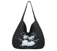 Fritzi Easy Hobo Malibu Denim Limited Barbie Hobo Bag Blacky bolso mujer mezcla algodón bolso hombro oficina uso diario ciudad cierre magnético bolsillo interior 43 x 48 x 15 cm, Negro