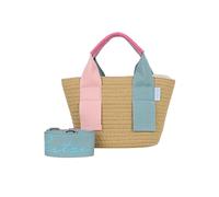 Fritzi Happy Summer Cross Berry Water Beige bolso mujer efecto paja vegano crossbody bandolera bolso hombro diseño estilo rafia festival playa vacaciones verano ocio 11 x 20 x 7 cm, Rosa