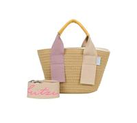 Fritzi Happy Summer Cross Sun Shake Beige bolso mujer efecto paja vegano crossbody bandolera bolso hombro diseño estilo rafia festival playa vacaciones verano ocio 11 x 20 x 7 cm, Beige